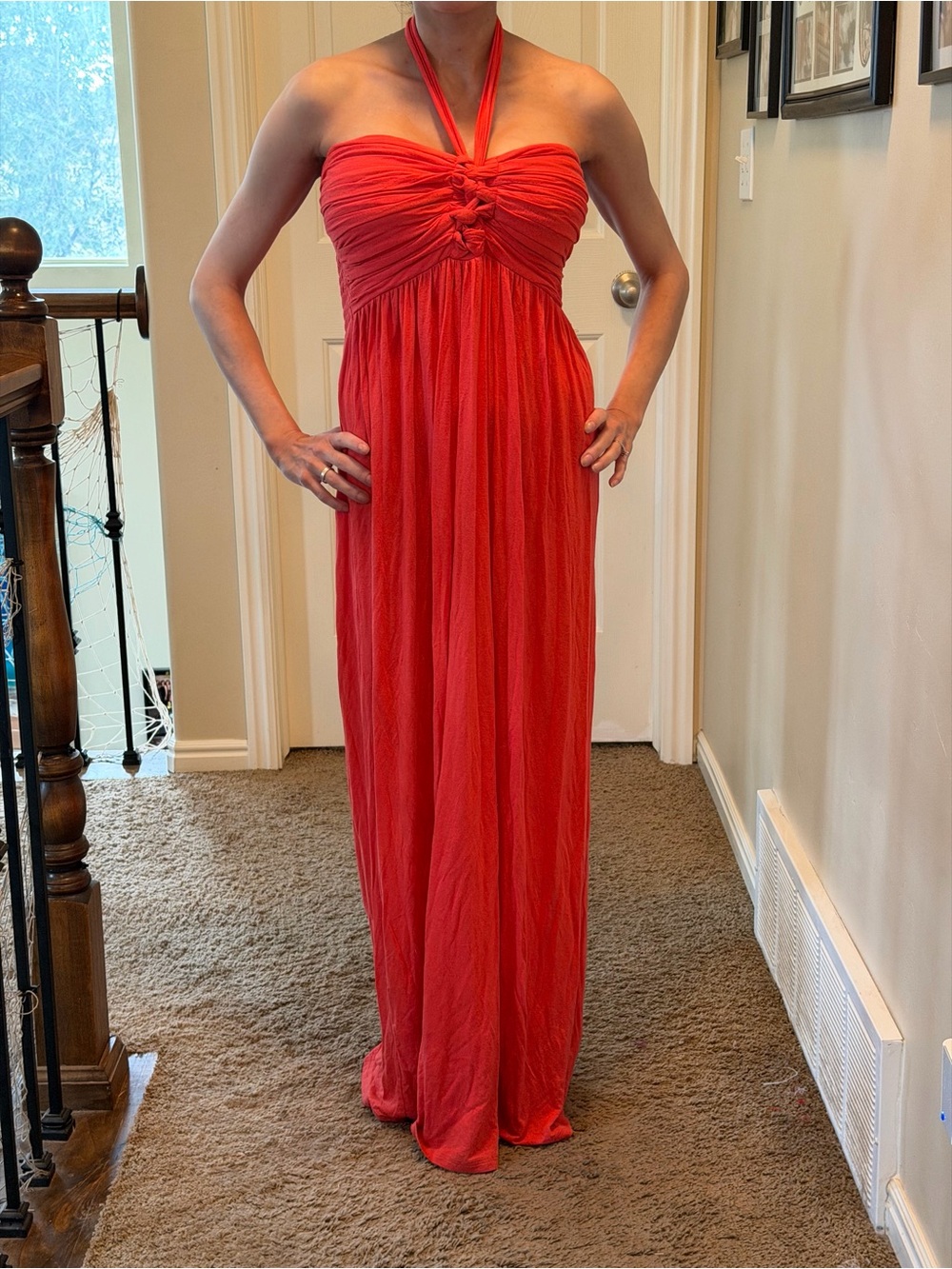 Versatile small coral maxi dress